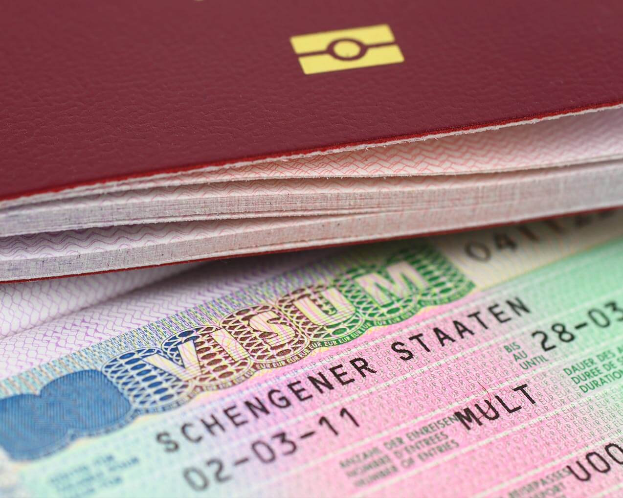 красный паспорт открыт на визе
